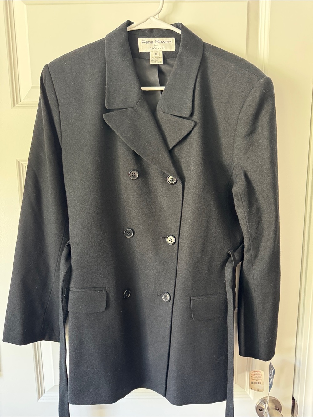 Rena Rowan Black Double-Breasted Pea Coat